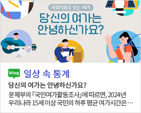 사회지표로 보는 여가 당신의 여가는 안녕하신가요? blog 일상 속 통계 당신의 여가는 안녕하신가요? 문체부의 「국민여가활동조사」에따르면, 2025년 우리나라 15세 이상 국민의 하루 평균 여가시간은...